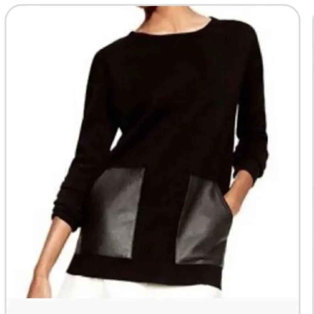 J Crew Leather Pocket Wool Sweater